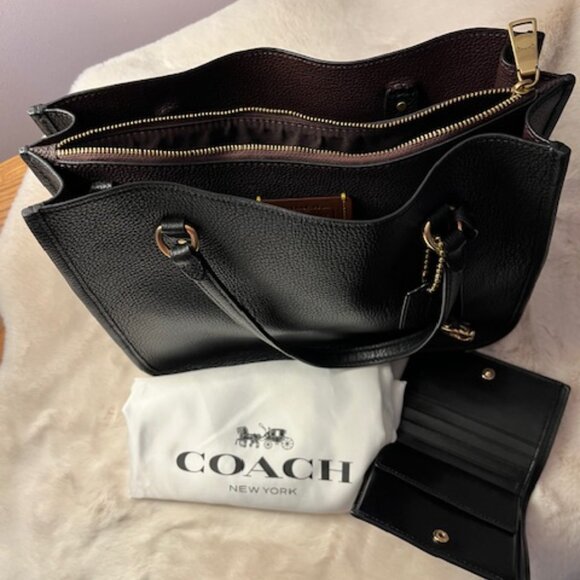 Coach - Black Refined Pebble Leather Tote & Wallet - Picture 8 of 8